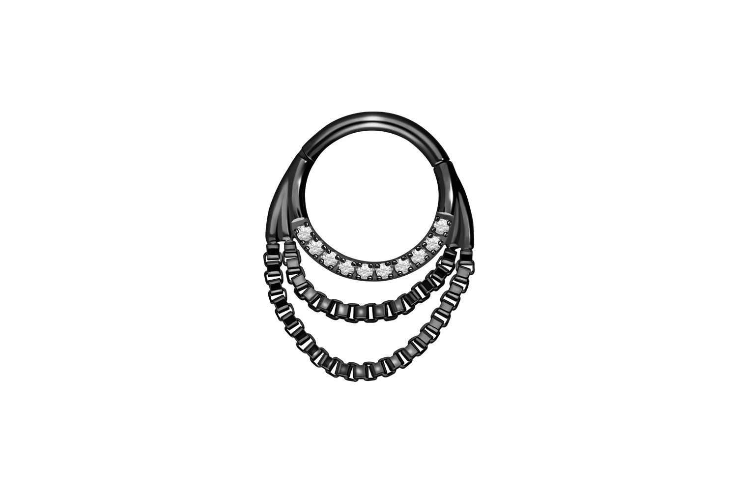 Chirurgenstahl Segmentring Clicker Piercing 2 KETTEN + EINGEFASSTE KRISTALLE